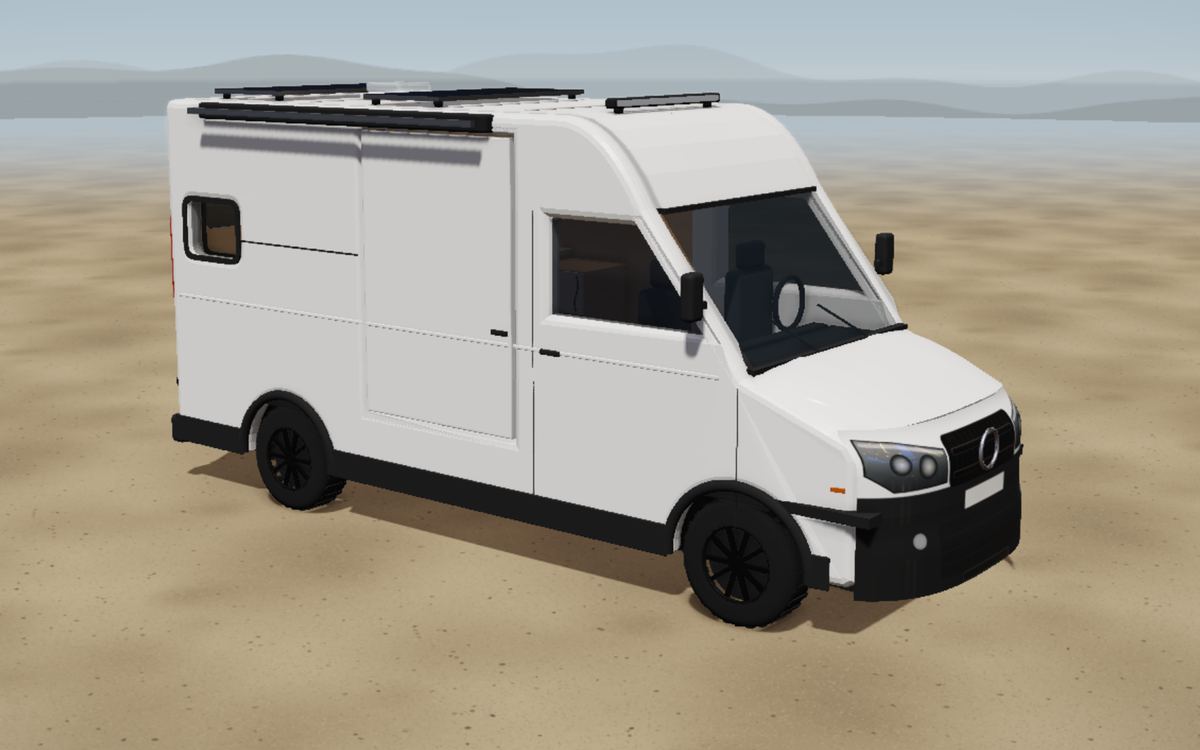 Sprinter 4×4 Standard H2 als camper, 3D-weergave van buitenaf met onze voorgestelde plattegrond