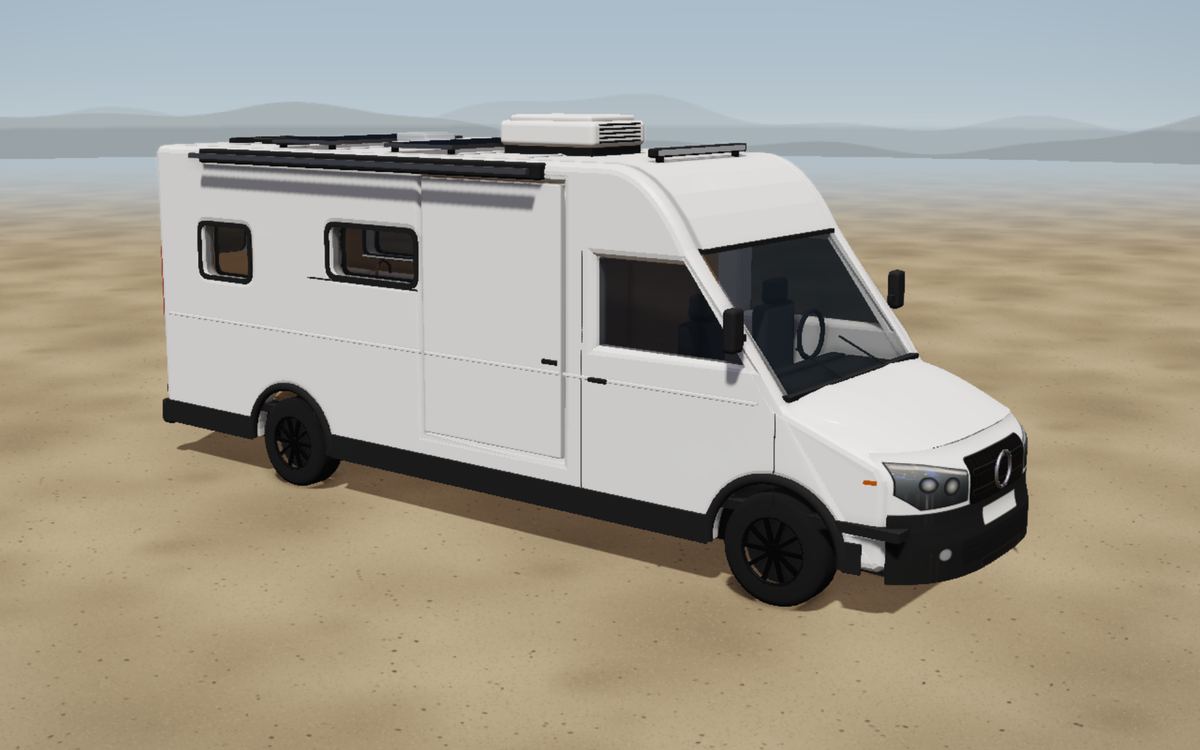 Sprinter Lang H2 als camper, 3D-weergave van buitenaf met onze voorgestelde plattegrond